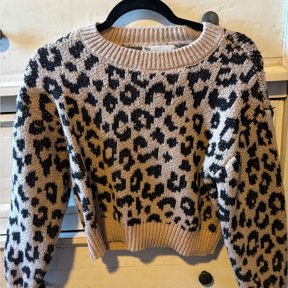 No Boundaries Leopard Print Sweater - Black and Cream